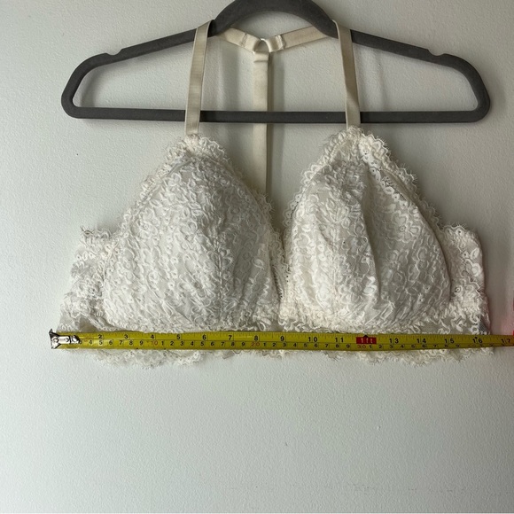 Aerie Ivory Lace Bralette XL | Racerback Padded Longline Lace Bra Lingerie Top - Picture 3 of 6